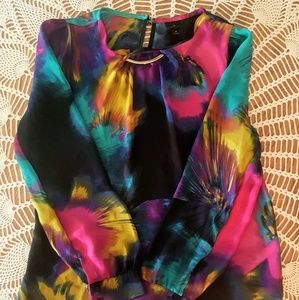 Worthington M Blouse MultiColor Fireworks Black EC
